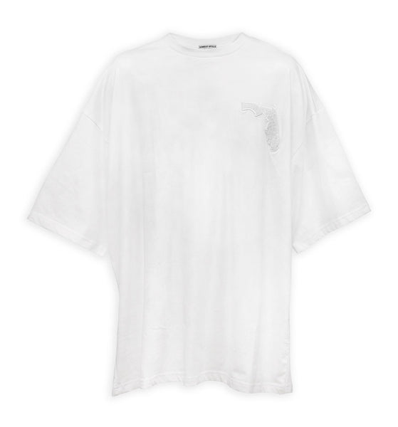 32West Styl'z Embroidered Fla. Men White Shirt